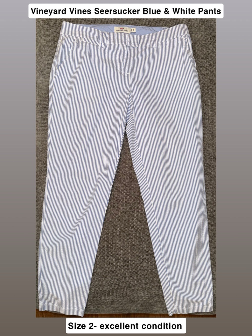 vineyard vines Seersucker Breaker Pants Blue & White Size 2